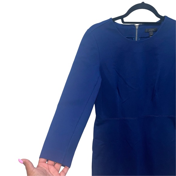 J.Crew Midnightl Blue Pencil Structured Knit Zipper Detail Scuba Mini Dress Sz 6 - Picture 3 of 15